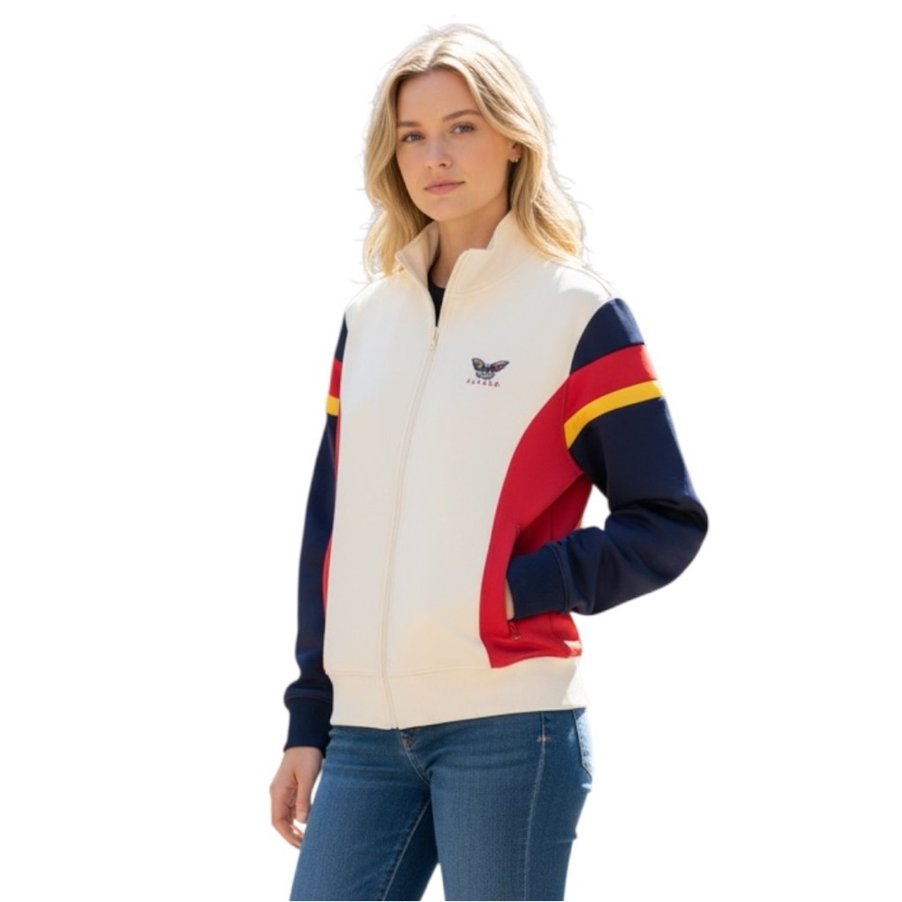 AGTAWH Cloud Cream and Red Neoprene Track Jacket‎ NWT Size M